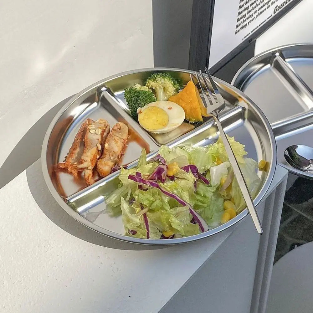 304 Stainless Steel Divided Portion Plates 9" – Kids & Adults Divided Portion Plate Nixie