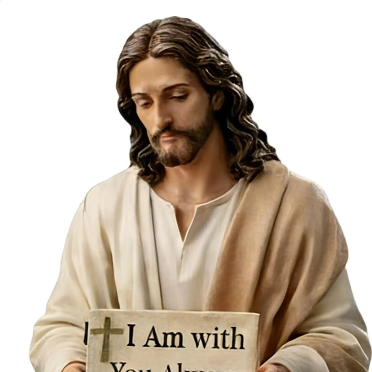 Hand Painted Jesus Figurine Sitting Pose Resin Statue – 4.7"