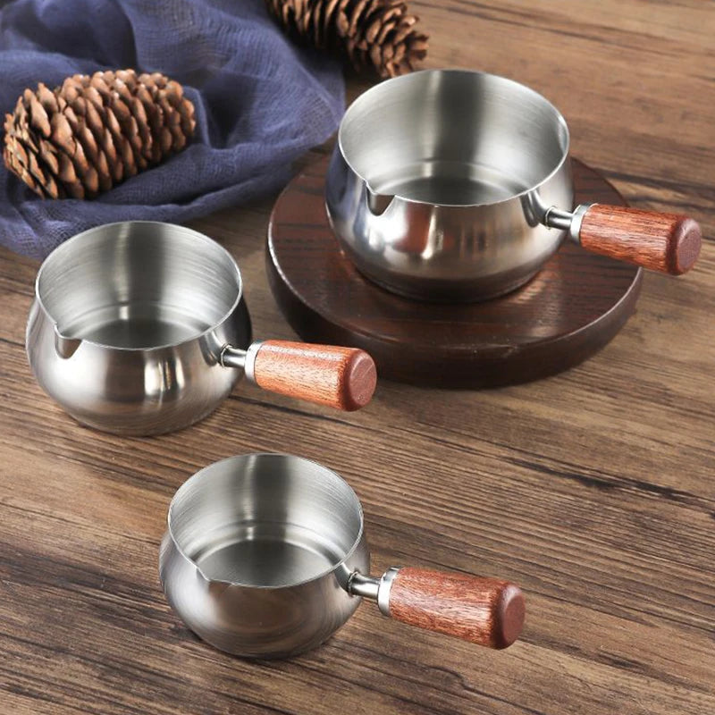 Stainless Steel Sauce Boat with Wooden Handle | 50–150ml