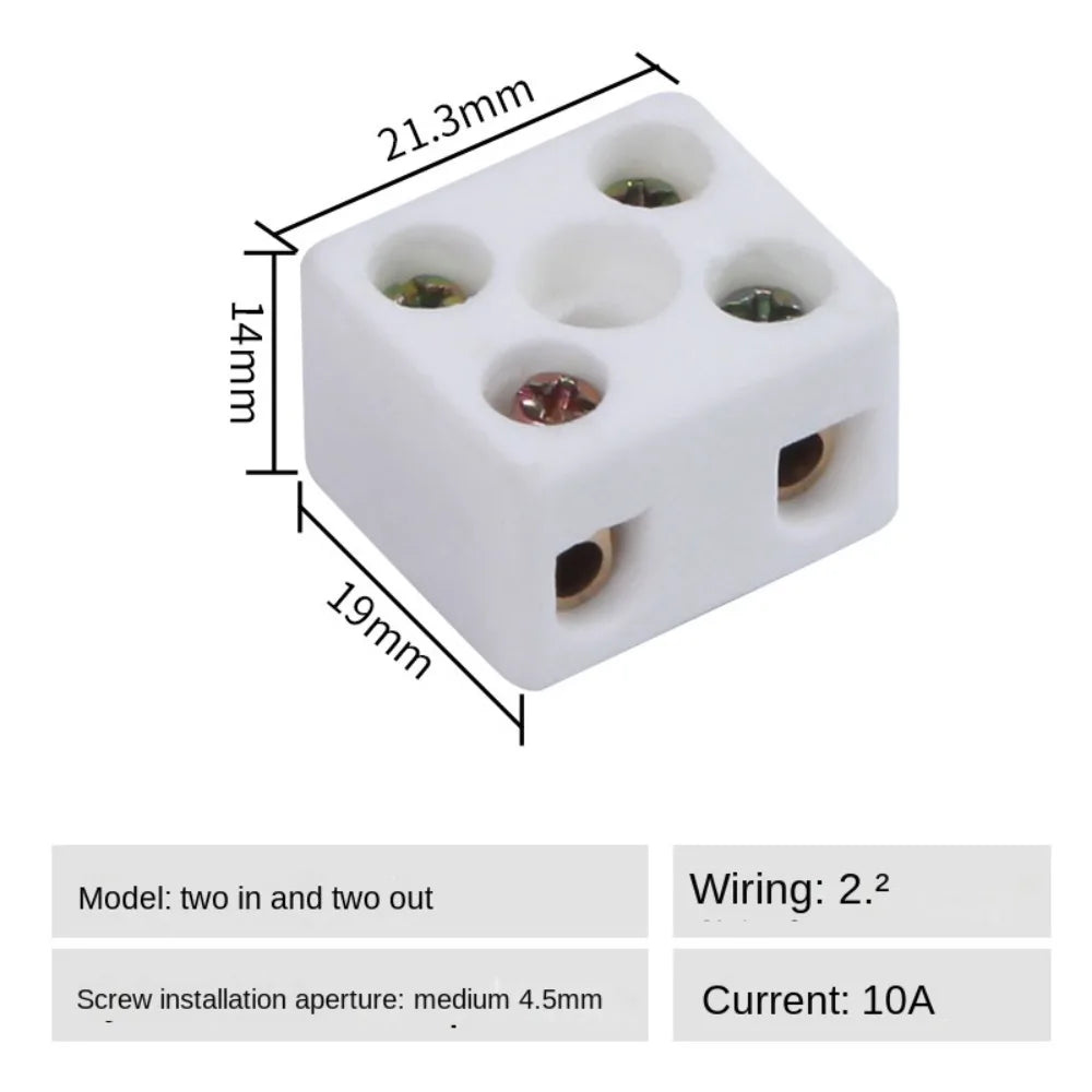 Ceramic Wiring Terminal Block – 1 In/1 Out & 2 In/2 Out Screw Ceramic Terminal Block Nixie