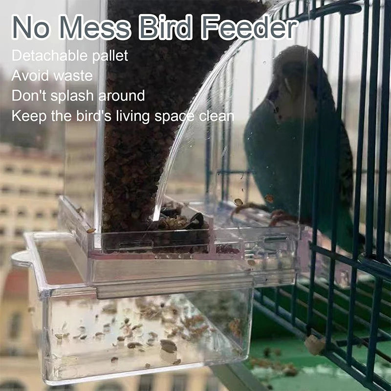 No-Mess Acrylic Parrot Feeder & Water Dispenser with Perch Bird Cage Feeder Nixie
