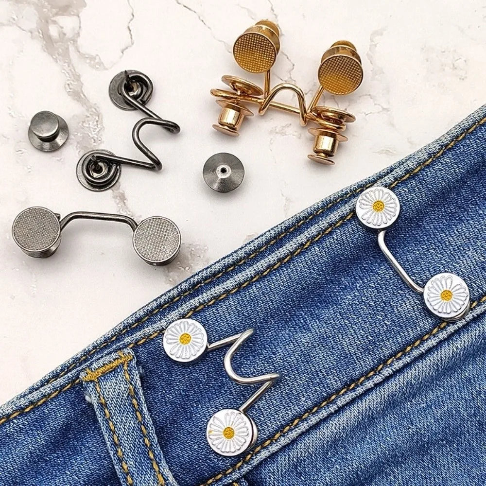 No-Sew Adjustable Button Pins for Jeans, Pants & Skirts Button Clip Accessory Nixie