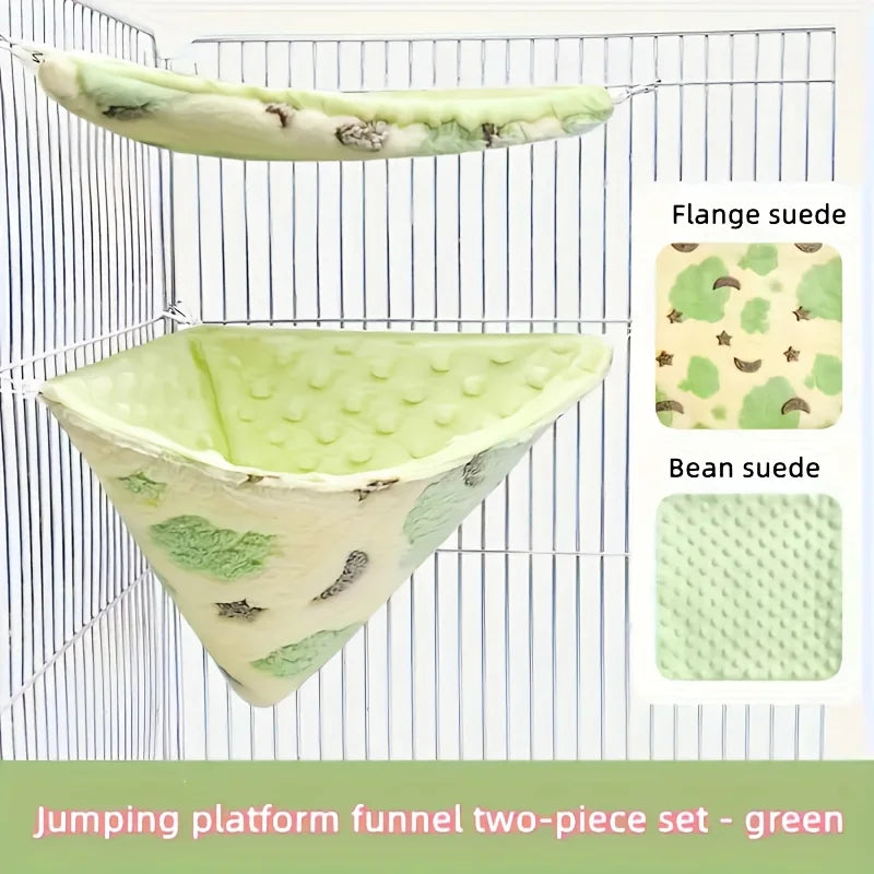 Small Pet Hammock & Funnel Bed Set – Fleece Cage Accessory Pet Cage Hammock Set Nixie