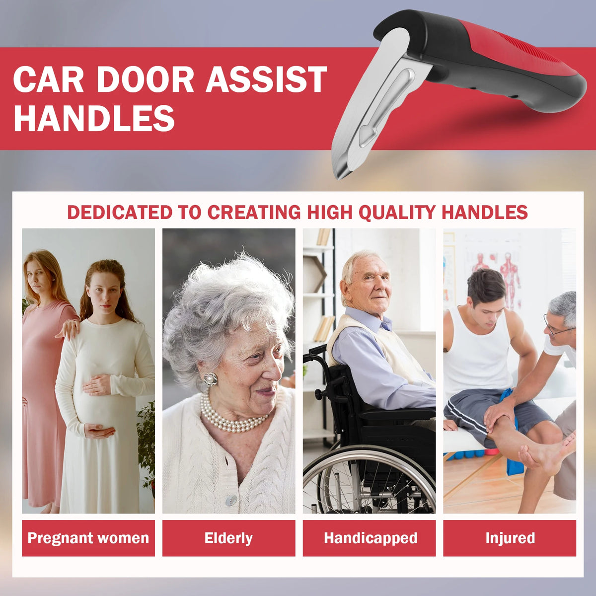Car Door Assist Handle 2-in-1 with Window Breaker | 2/4/8 Pack Car Assist Handle Nixie