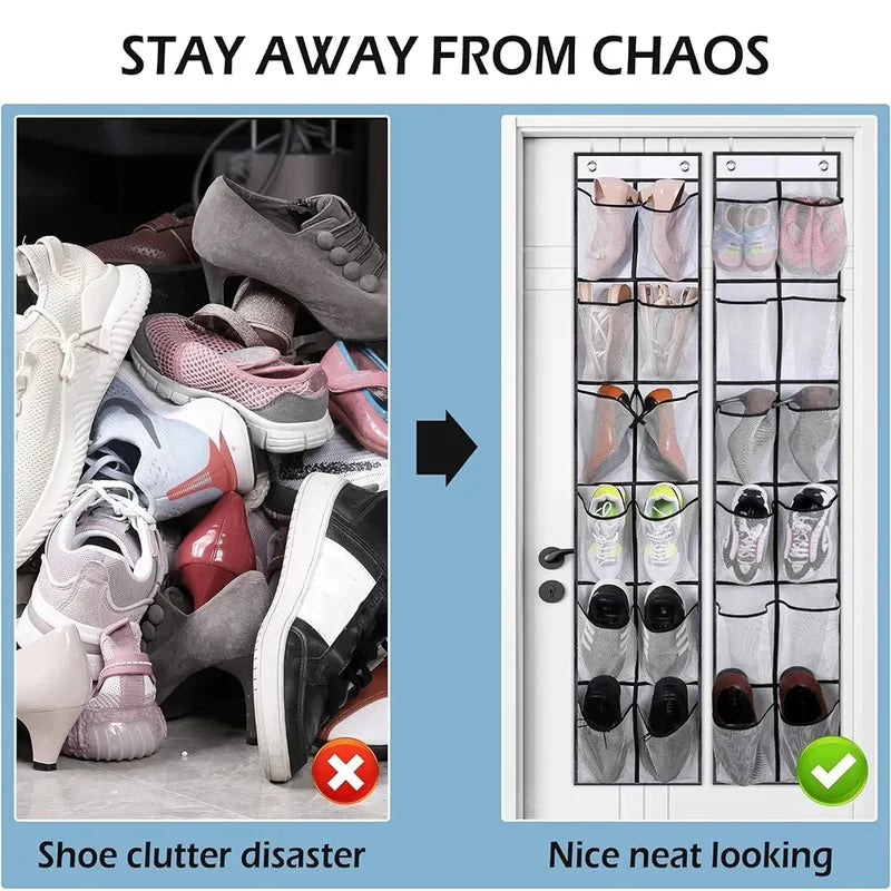 12-Pocket Door Hanging Shoe Organizer with Mesh Pockets Door Shoe Organizer Nixie