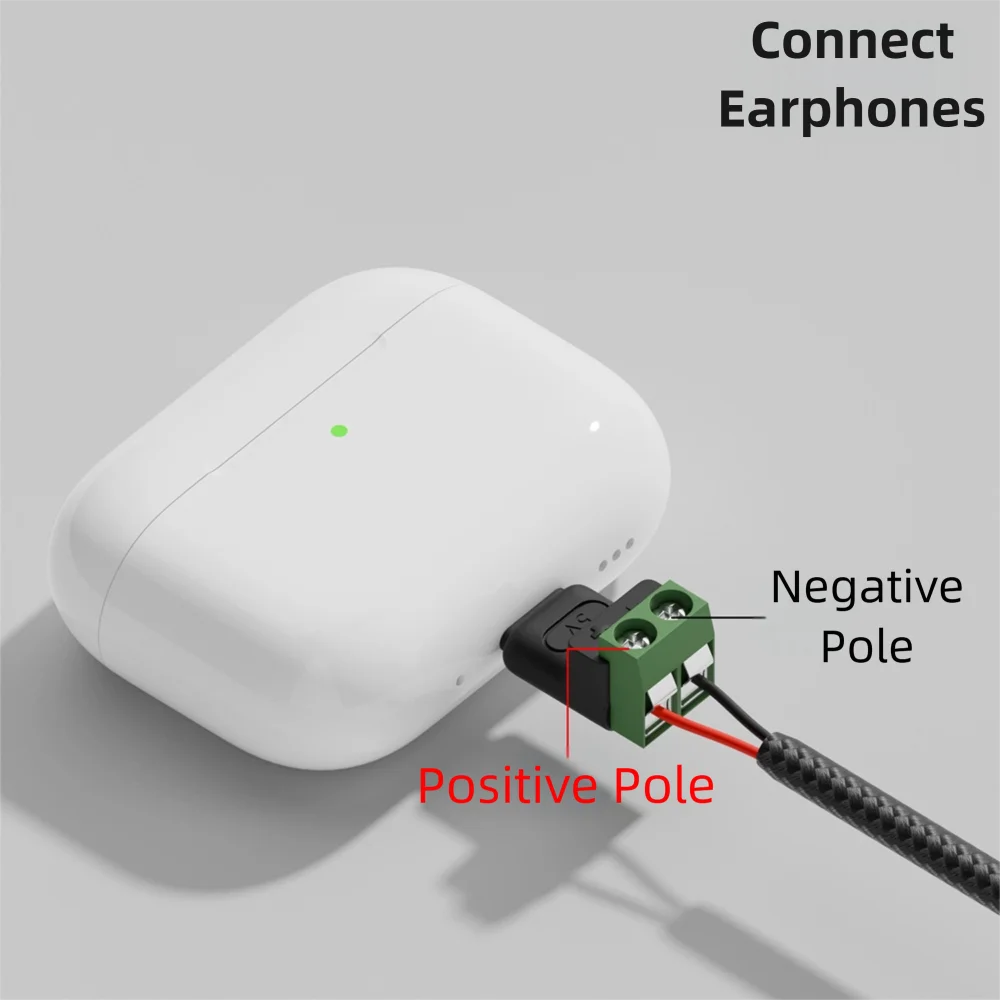 Solderless USB-C to 2-Pin Crimp Terminal Block Adapter 5V USB Terminal Adapter Nixie
