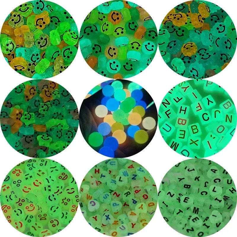 50pcs Letter Acrylic Beads 8x9mm Matte Luminous DIY Jewelry Making Jewelry Making Beads Nixie