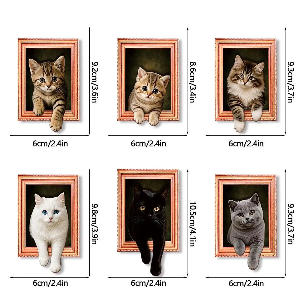 3D Cat Fridge Magnets – Vintage Oil Painting Wooden Frame Decorative Fridge Magnet Nixie