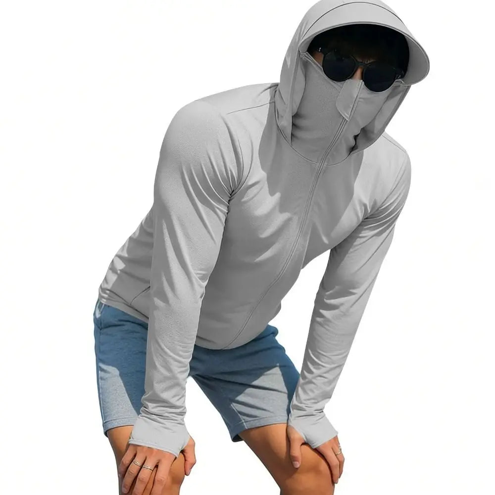 Men's UV Sun Protection Full-Zip Hoodie with Face Mask Sun Protection Hoodie Nixie