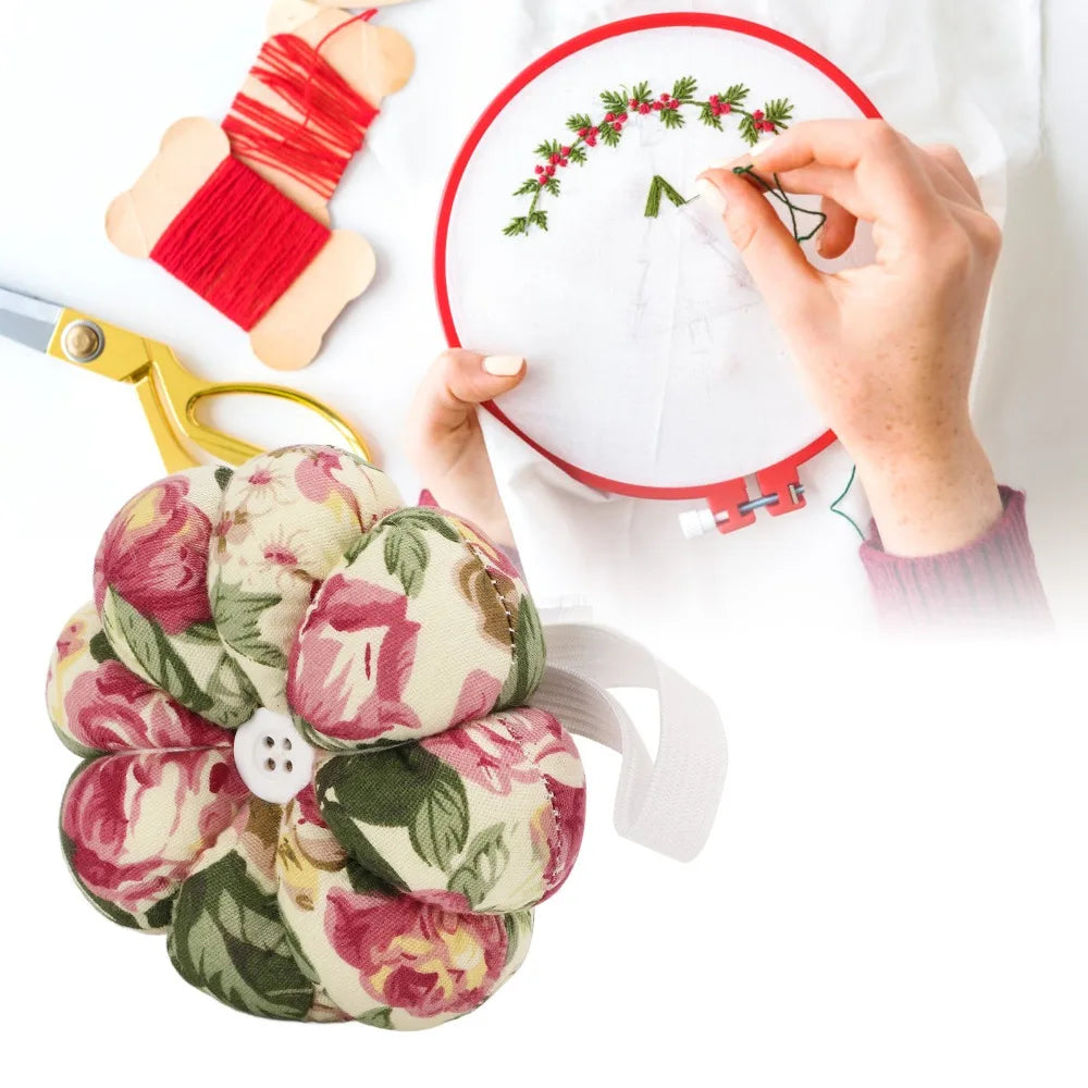 Wrist Pin Cushion Pumpkin Design – Elastic Wearable Strap