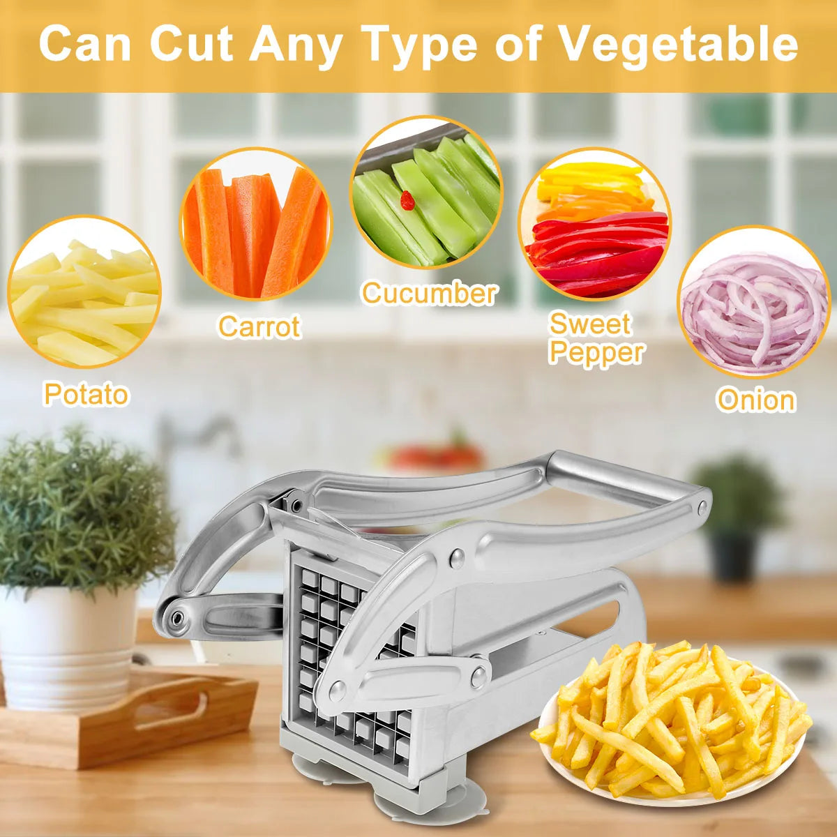 Stainless Steel French Fry Cutter & Vegetable Slicer French Fry Cutter Nixie