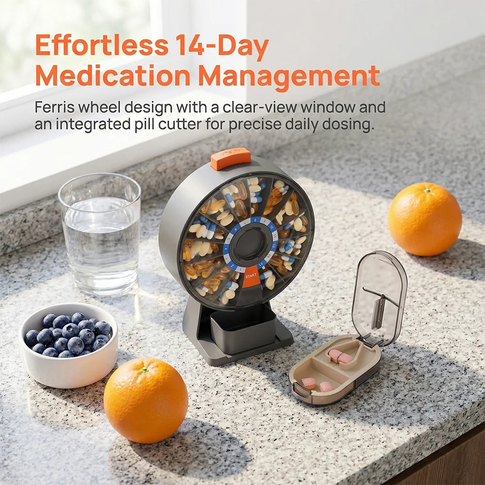 14-Day Pill Organizer & Tablet Cutter Combo Set Pill Organizer Set Nixie