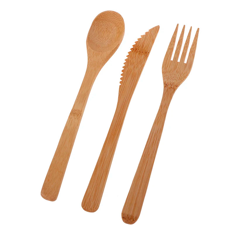 Bamboo Travel Cutlery Set – Eco-Friendly Fork Knife Spoon Bamboo Cutlery Set Nixie