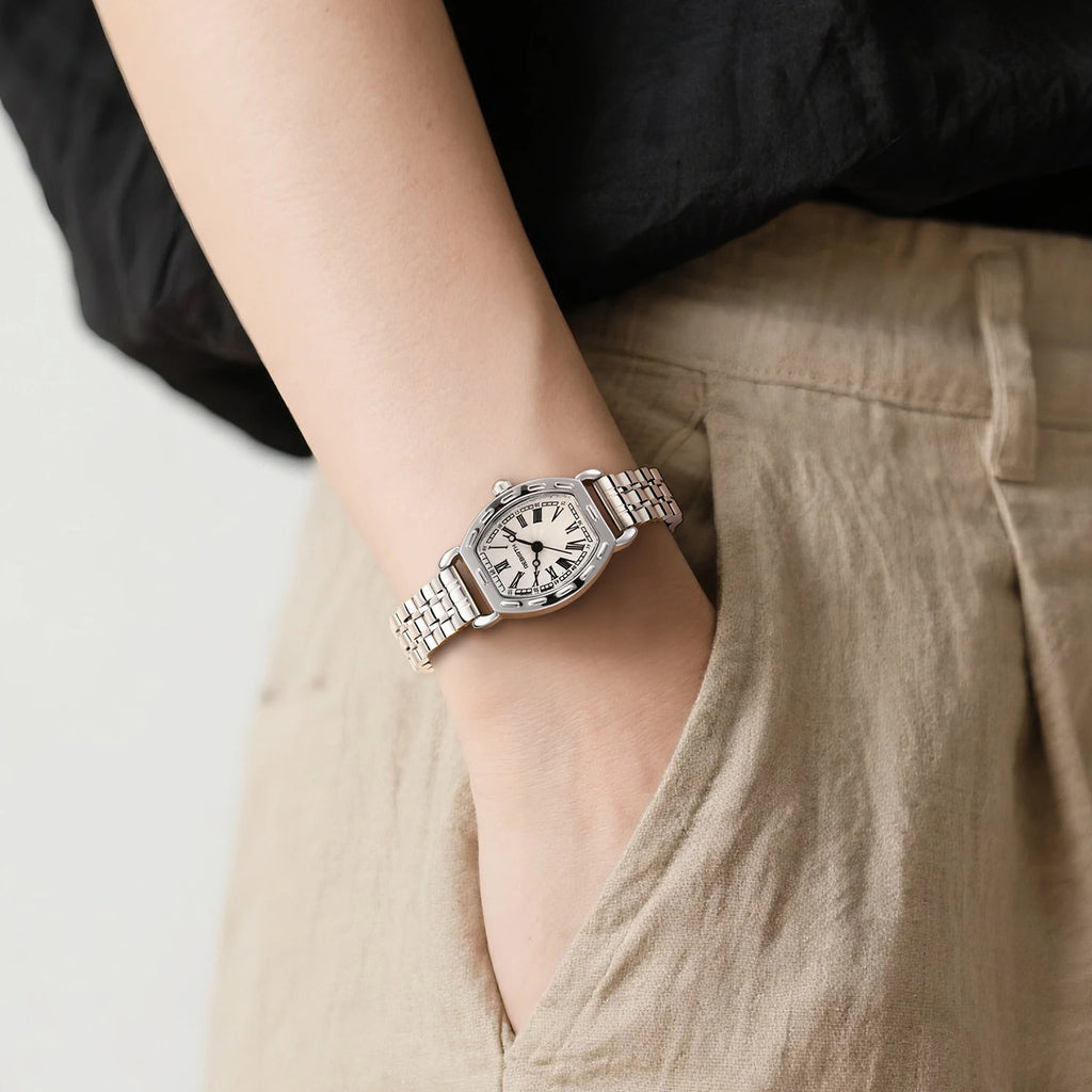 REBIRTH Roman Numeral Quartz Watch – Stainless Steel Band Quartz Wristwatch Nixie