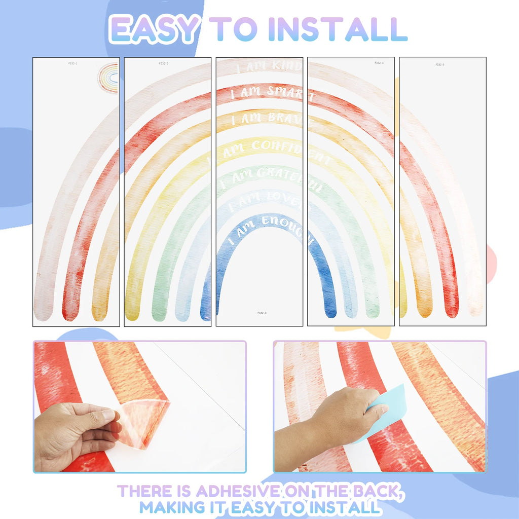 Colorful Rainbow Boho Wall Decals – Large Sticker Set 195×120cm
