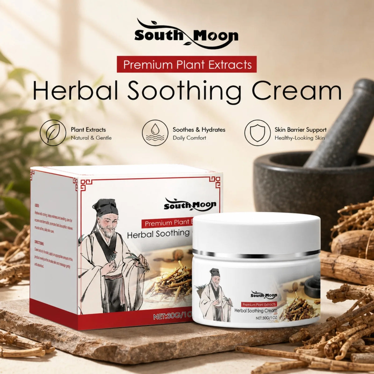 South Moon Herbal Soothing Cream – Allantoin Body Care 30g Herbal Body Cream Nixie
