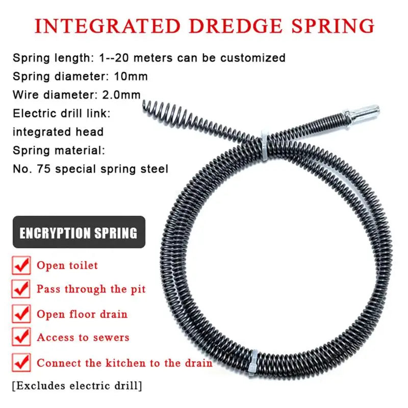 Drain Cleaning Snake Stick – Steel Sewer Clog Remover Tool