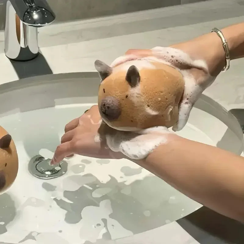 Capybara Bath Sponge – Cute Soft Body & Face Wash Scrubber