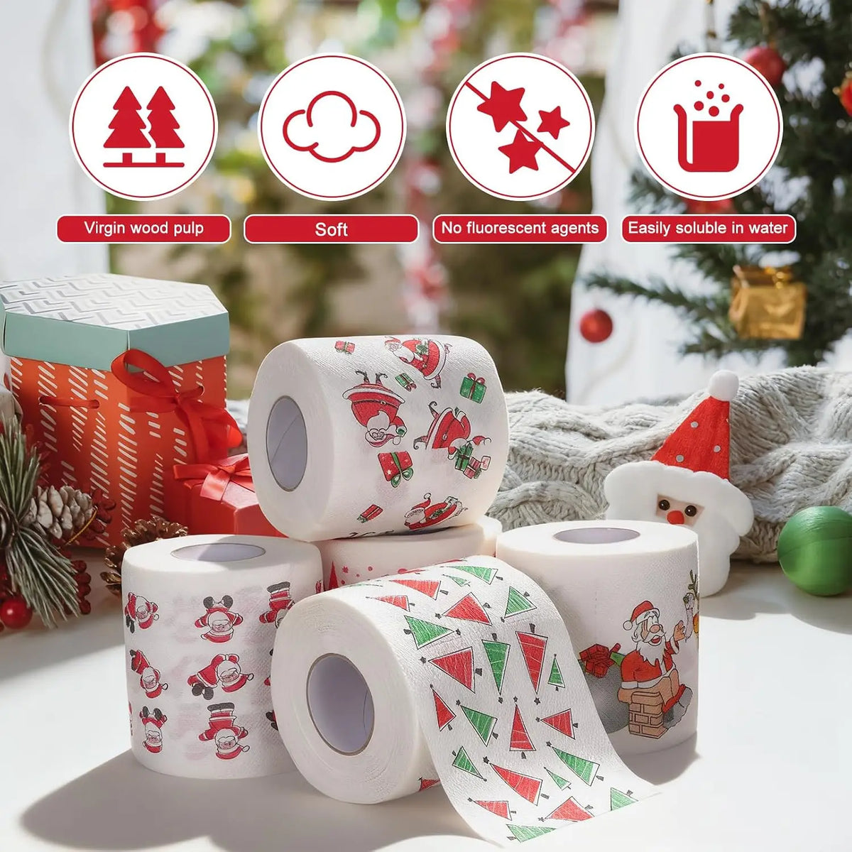 Santa Claus Printed Toilet Paper – Funny Christmas Gag Gift