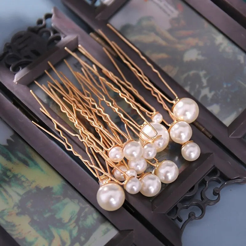 18pcs Gold Pearl Hairpins Set – Hanfu Ancient Costume Styling Hair Accessories Set Nixie