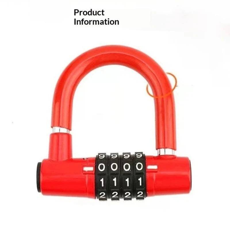 4-Digit Aluminum Combination Padlock – Keyless U-Lock Security