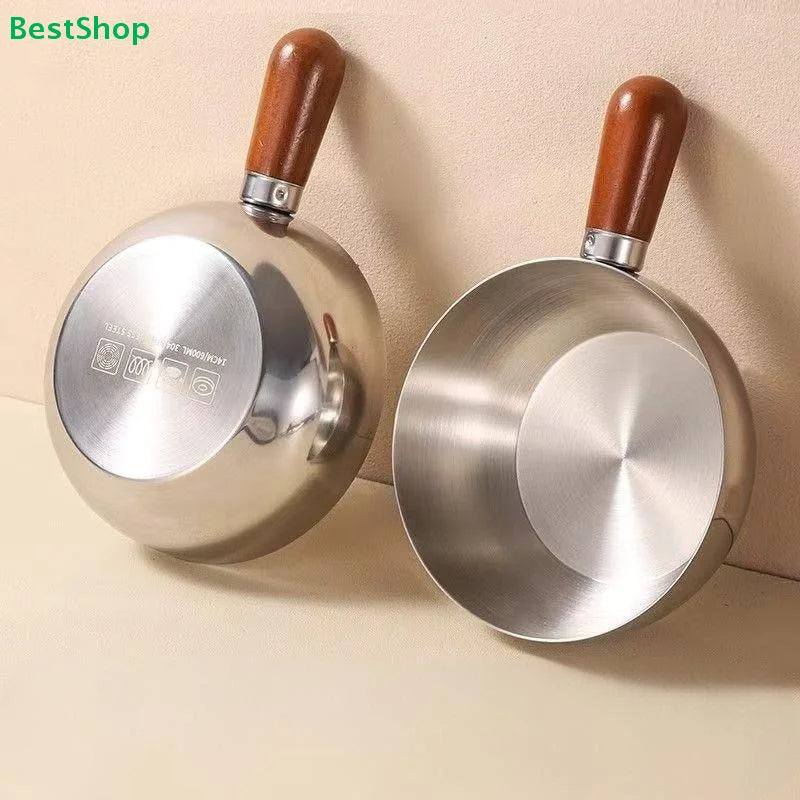 Stainless Steel Saucepan Wooden Handle – Induction & Gas Compatible Stainless Steel Saucepan Nixie