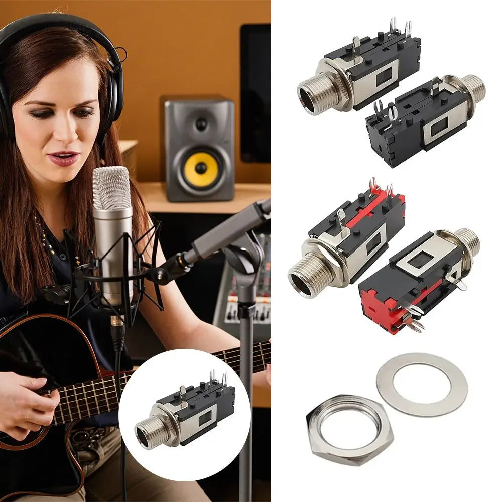 6.35mm Female Audio Jack Connector – Mono/Stereo Thread Lock Audio Jack Connector Nixie