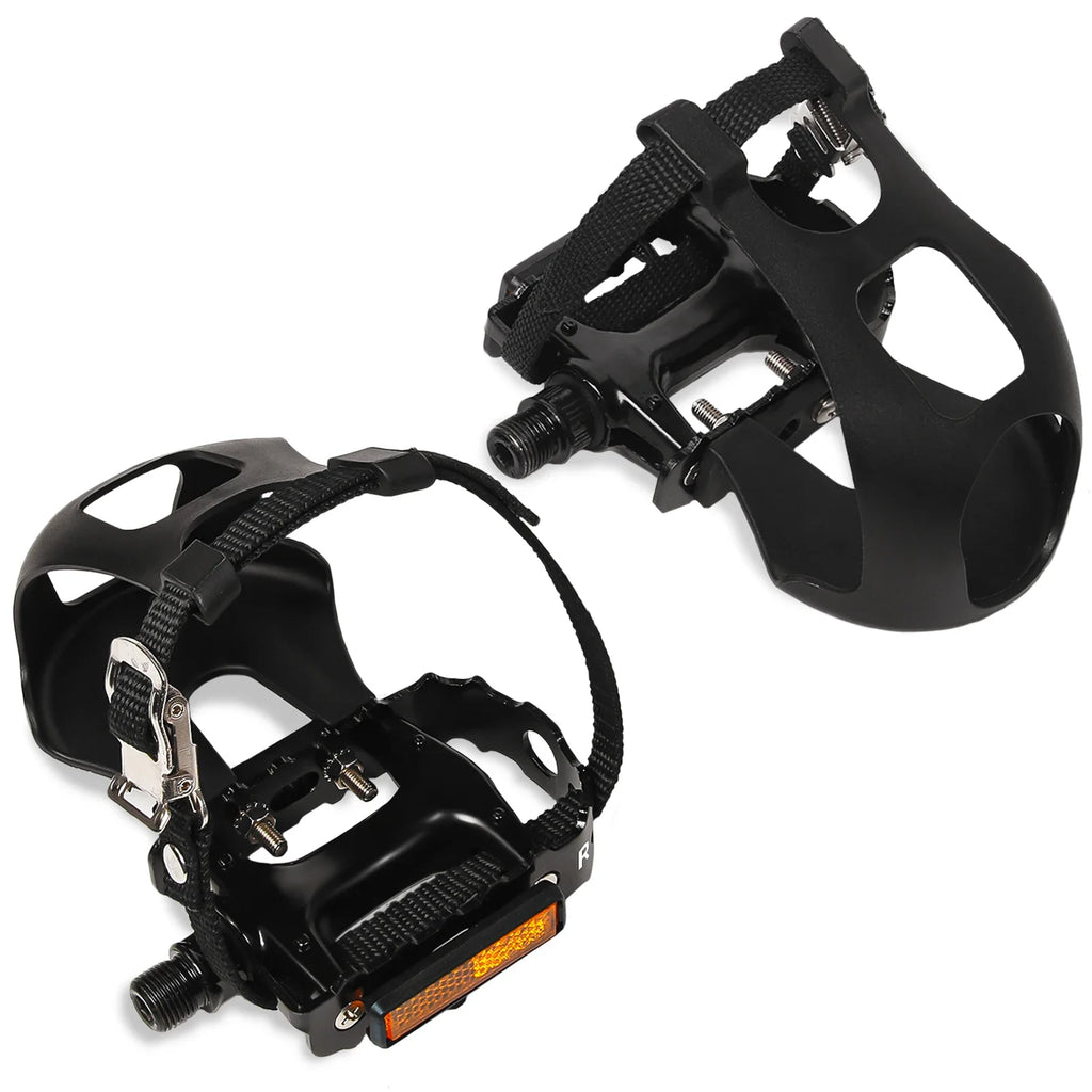 BUCKLOS Aluminum Bicycle Pedal with Toe Clip – Road & MTB Bicycle Pedal Nixie B328T-Black