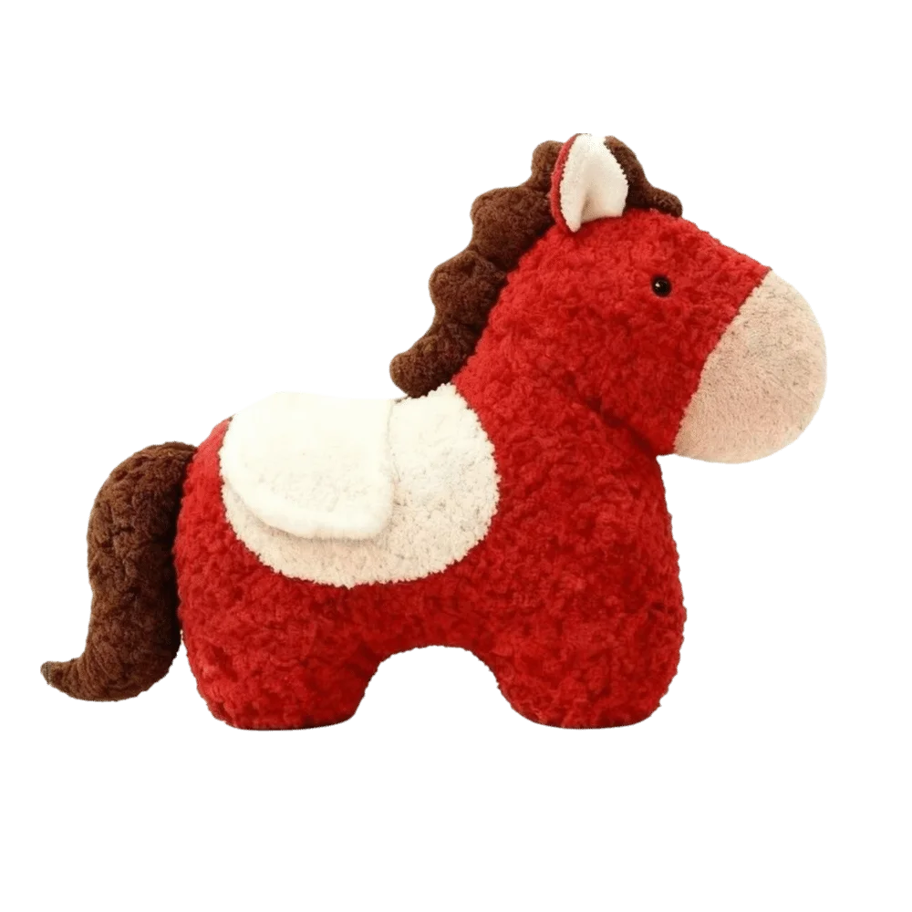 Horse Stuffed Animal Plush Throw Pillow – Lunar New Year Gift Plush Throw Pillow Nixie Red 55-40