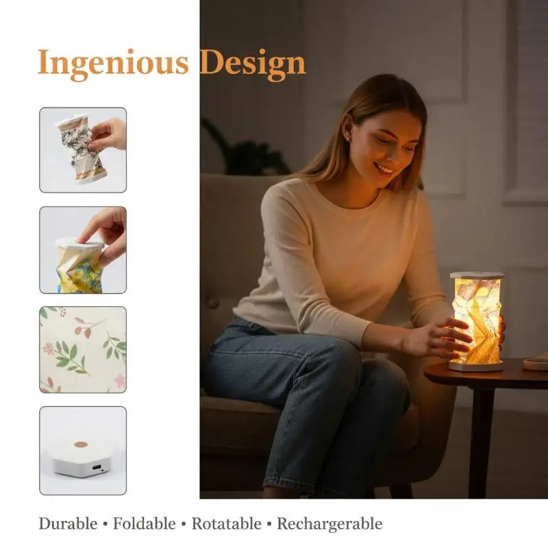 Mini Paper Lantern LED Night Light USB Foldable Bedside Lamp