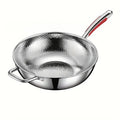 FEB.WIND Stainless Steel Uncoated Frying Pan Wok Skillet Stainless Steel Skillet Nixie without lid