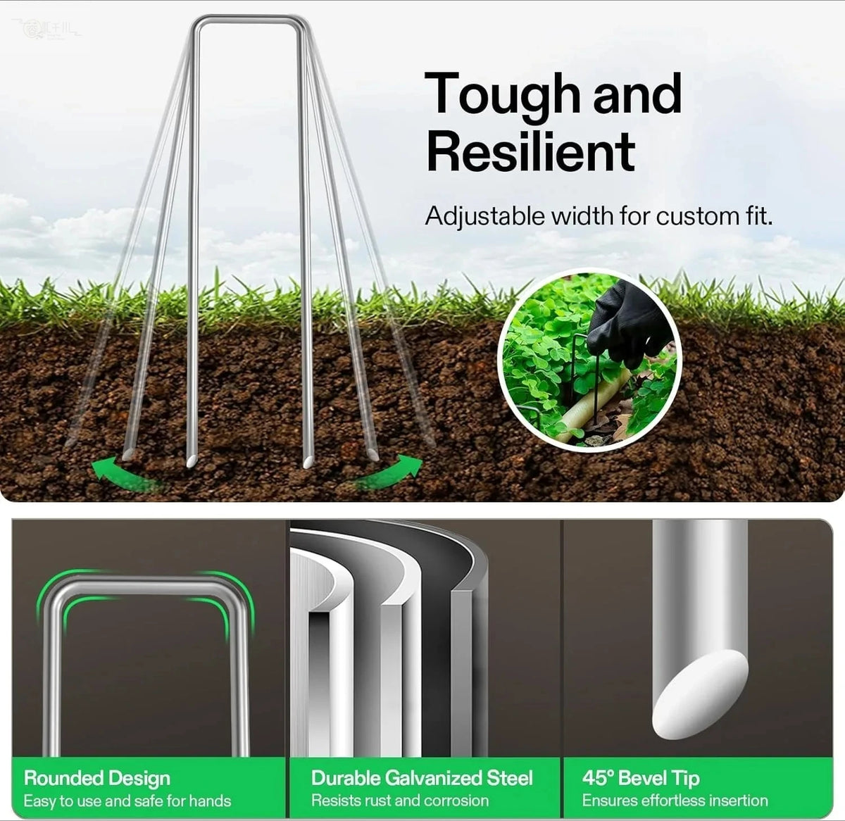 50pcs U-Shaped Garden Stakes Heavy-Duty Stainless Steel Landscape Nails Garden Ground Stakes Nixie
