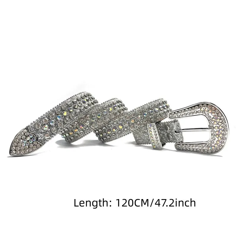 Women's Wide Rhinestone Belt – Luxury Faux Leather & Alloy Buckle Women's Fashion Belt Nixie