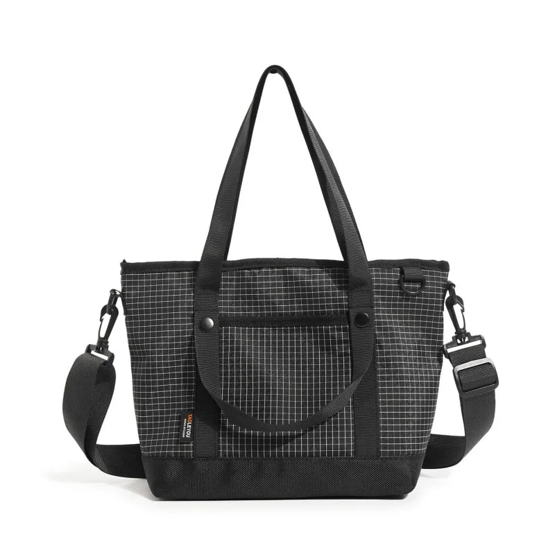 Men's Nylon Crossbody Bag Large Capacity Plaid School Tote Crossbody Tote Bag Nixie