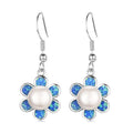 Pearl Dangle Blue Simulated Opal Drop Earrings | Silver Fashion Drop Earrings Nixie Blue