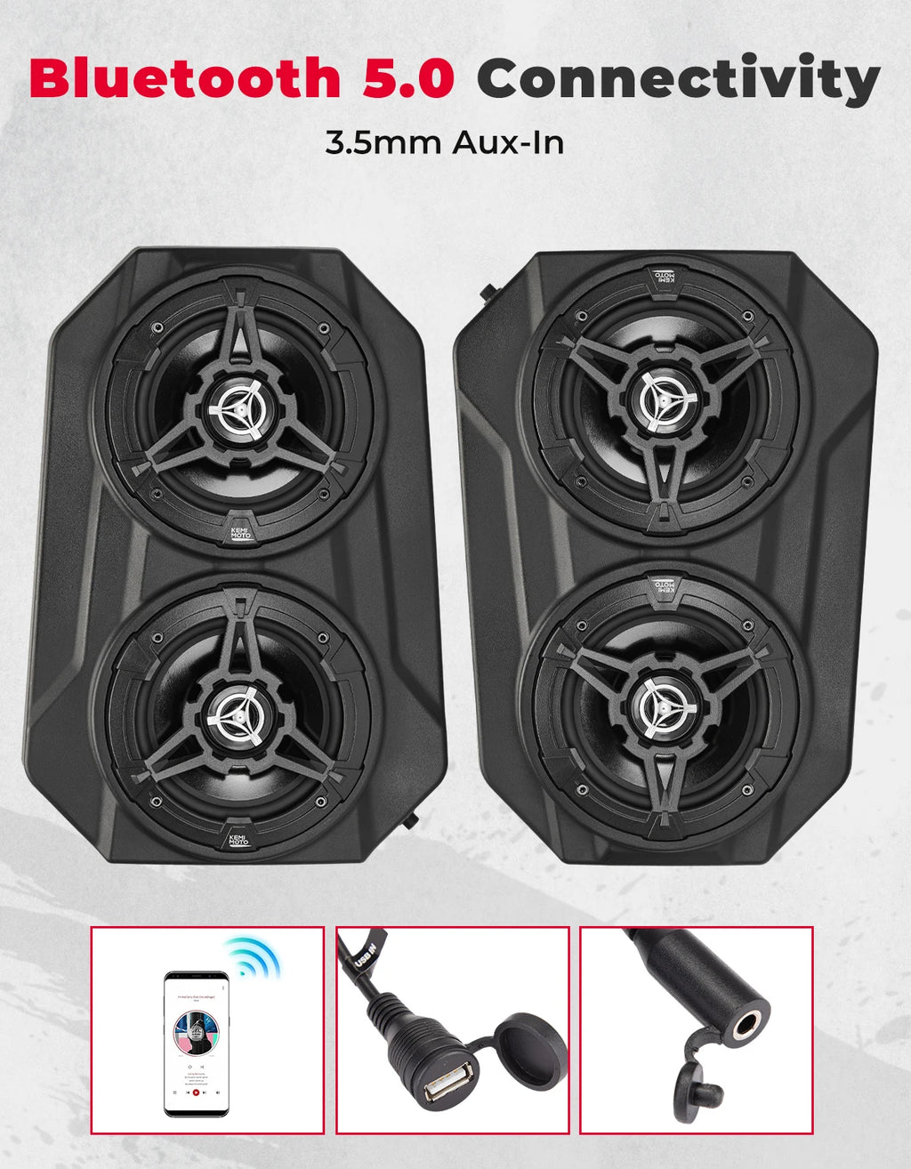 UTV Bluetooth Sound System 6.5" IP67 Speakers for RZR Can-Am UTV Bluetooth Stereo System Nixie