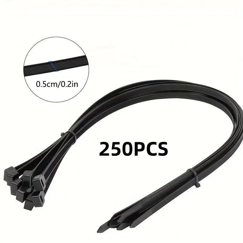250pcs 8MM Heavy Duty Black Nylon Cable Zip Ties – Water Resistant Nylon Cable Ties Nixie