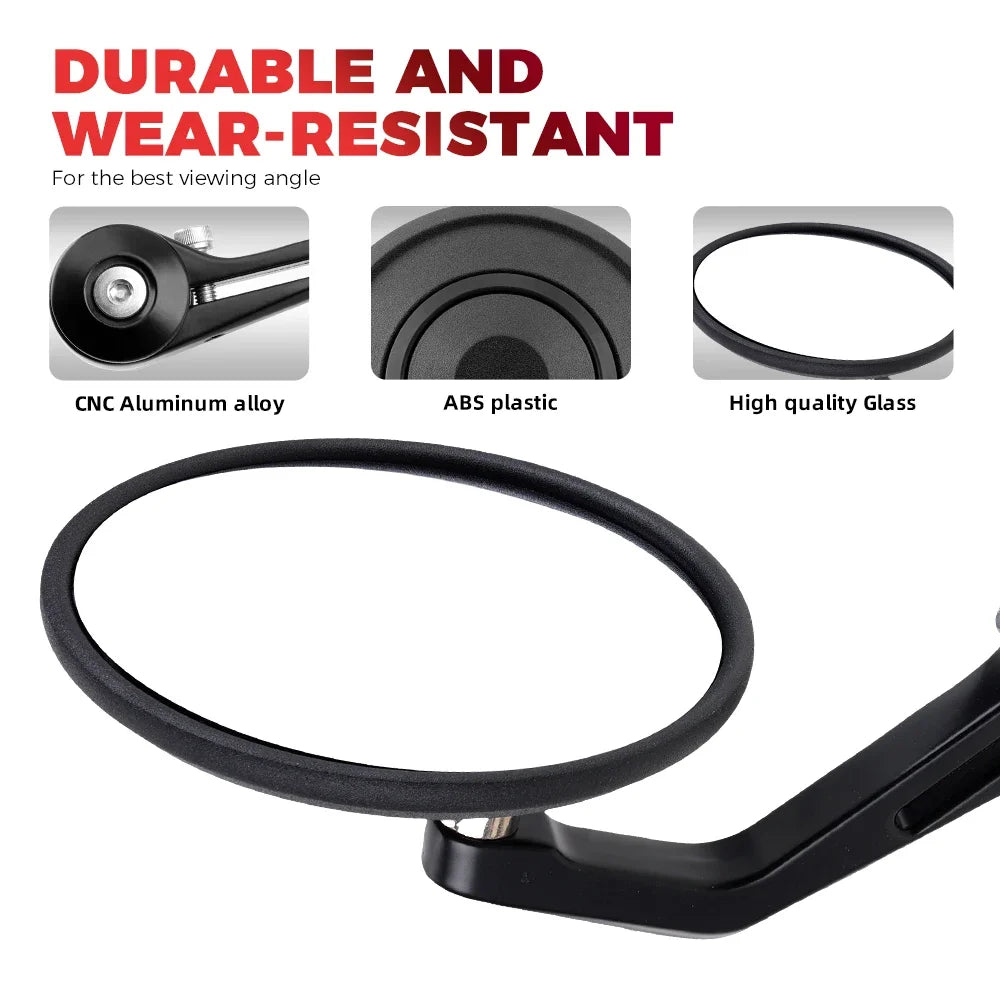 KEMITOUR Round Bar End Mirrors E-Mark CNC Aluminum 7/8" Universal Motorcycle Bar End Mirrors Nixie