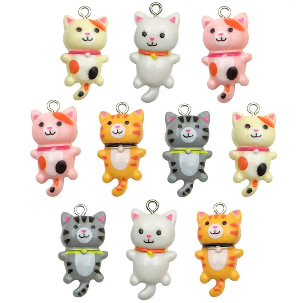 10pcs 3D Luminous Cat Resin Charms for DIY Jewelry Making Resin Jewelry Charms Nixie 10Pcs