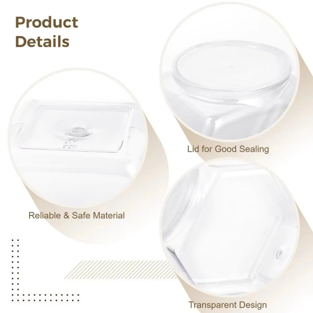 Hexagonal Clear Plastic Candy Cookie Jar – Airtight Food Storage