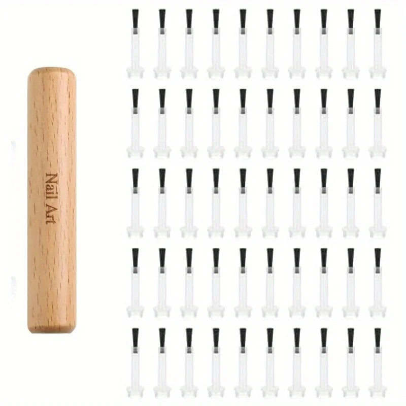 51pc Dual-Ended Nail Art Brush Set – Detachable Wood Handle Nail Art Brush Set Nixie