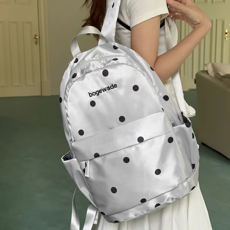Korean Polka Dot Women's Backpack – Lightweight 20–35L