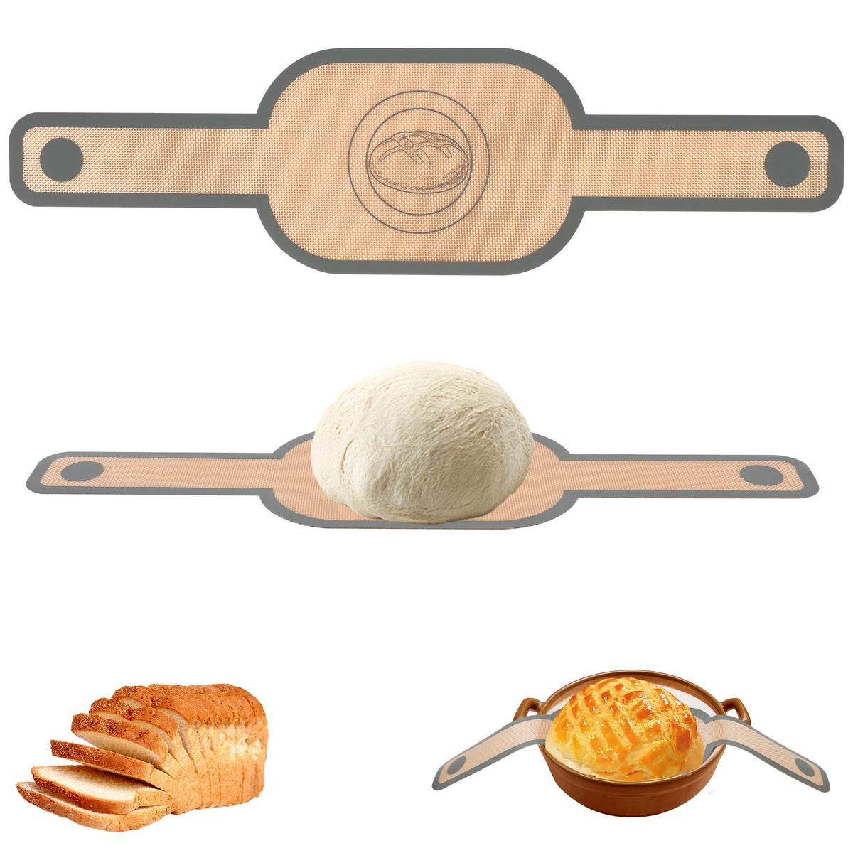 2-Pack Silicone Bread Sling Non-Stick Dutch Oven Liner Baking Mat Silicone Baking Mat Nixie