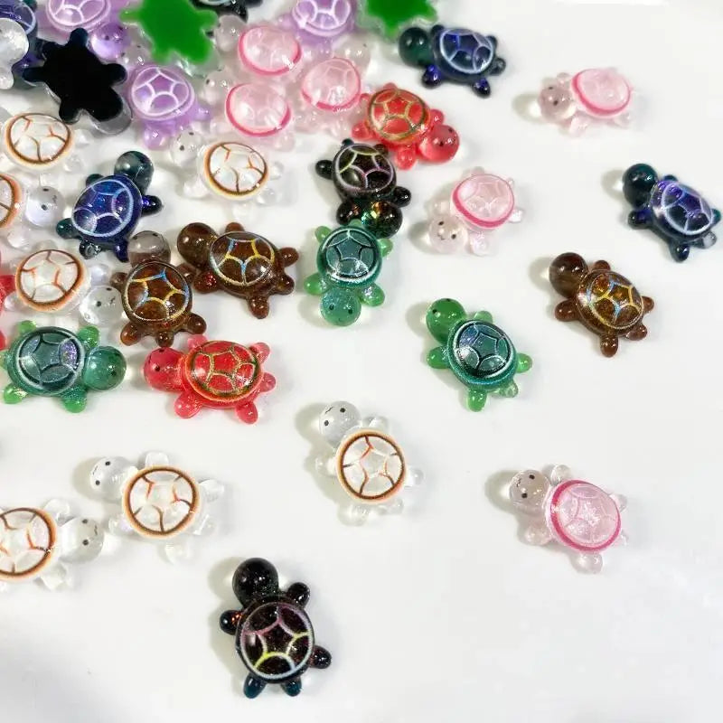 50pcs Mini Resin Turtle Figurines – DIY Fairy Garden & Crafts Resin Craft Charms Nixie