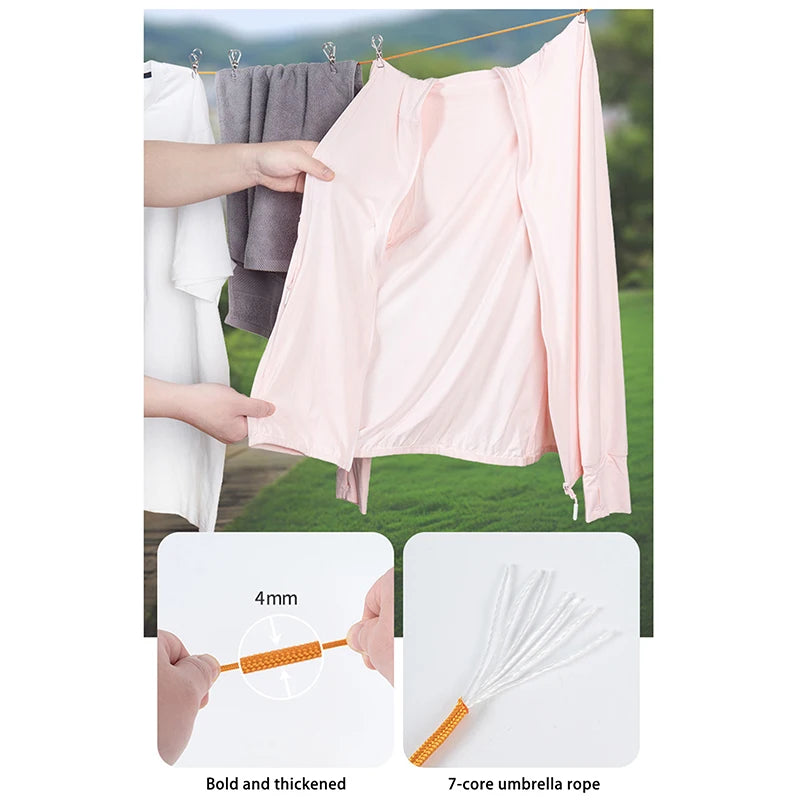 Portable Travel Clothesline 33ft Adjustable Laundry Drying Rope