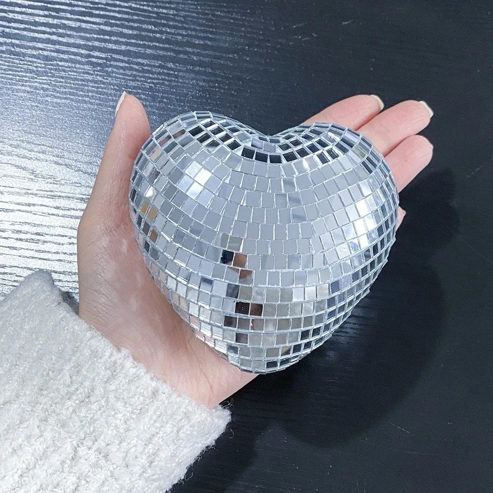 Heart-Shaped Glass Disco Ball Keychain & Party Decoration Party Decoration Nixie