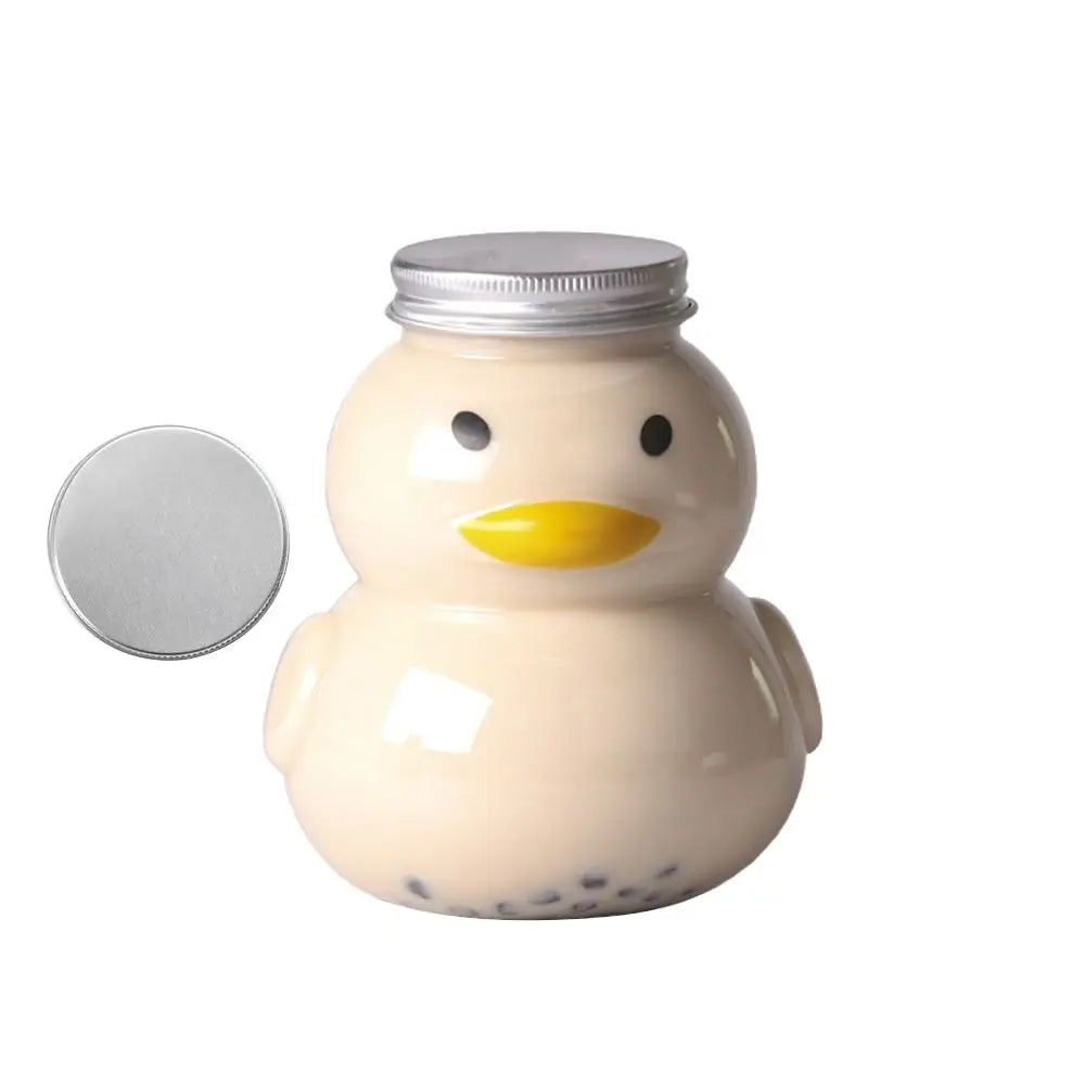 Cute Duck Water Bottle 500ml | BPA-Free Transparent PET Novelty Water Bottle Nixie Bottle-flat lid