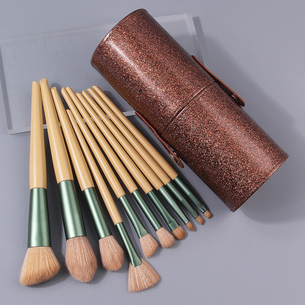 10-Piece Beginner Makeup Brush Set with Glitter Storage Bucket Makeup Brush Set Nixie MULTI