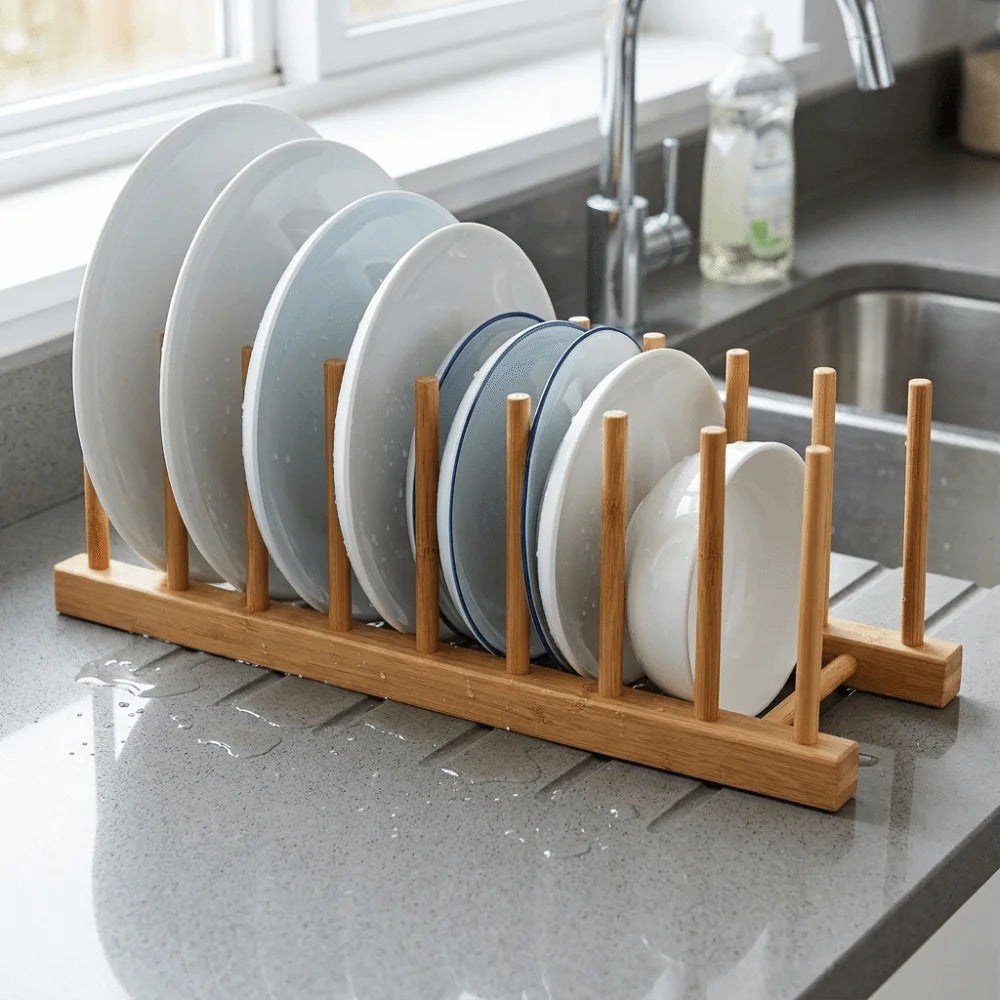 Bamboo Dish Drying Rack Multi-Layer Bowl & Plate Organizer Dish Drying Rack Nixie