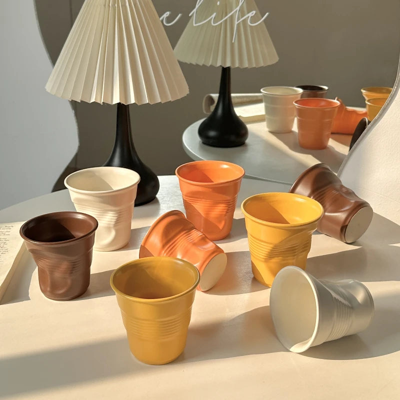 Colorful Wrinkle Ceramic Coffee Cup | Handcrafted Mug 150–400ml Ceramic Coffee Mug Nixie